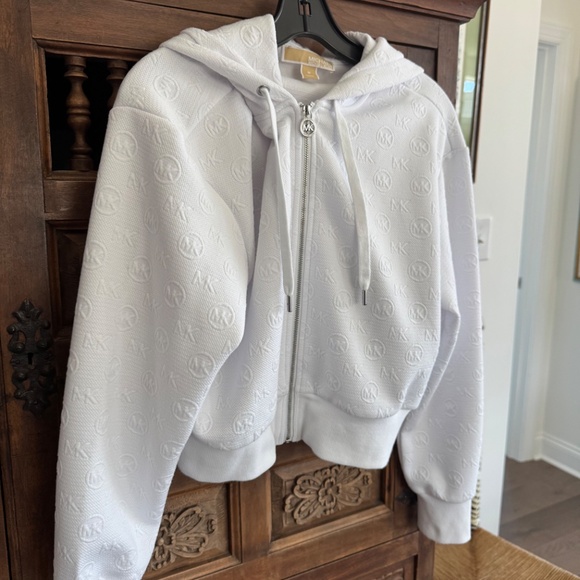 MICHAEL Michael Kors Womens Zip Up Cropped Jacket with Hood Size Medium - Picture 1 of 9